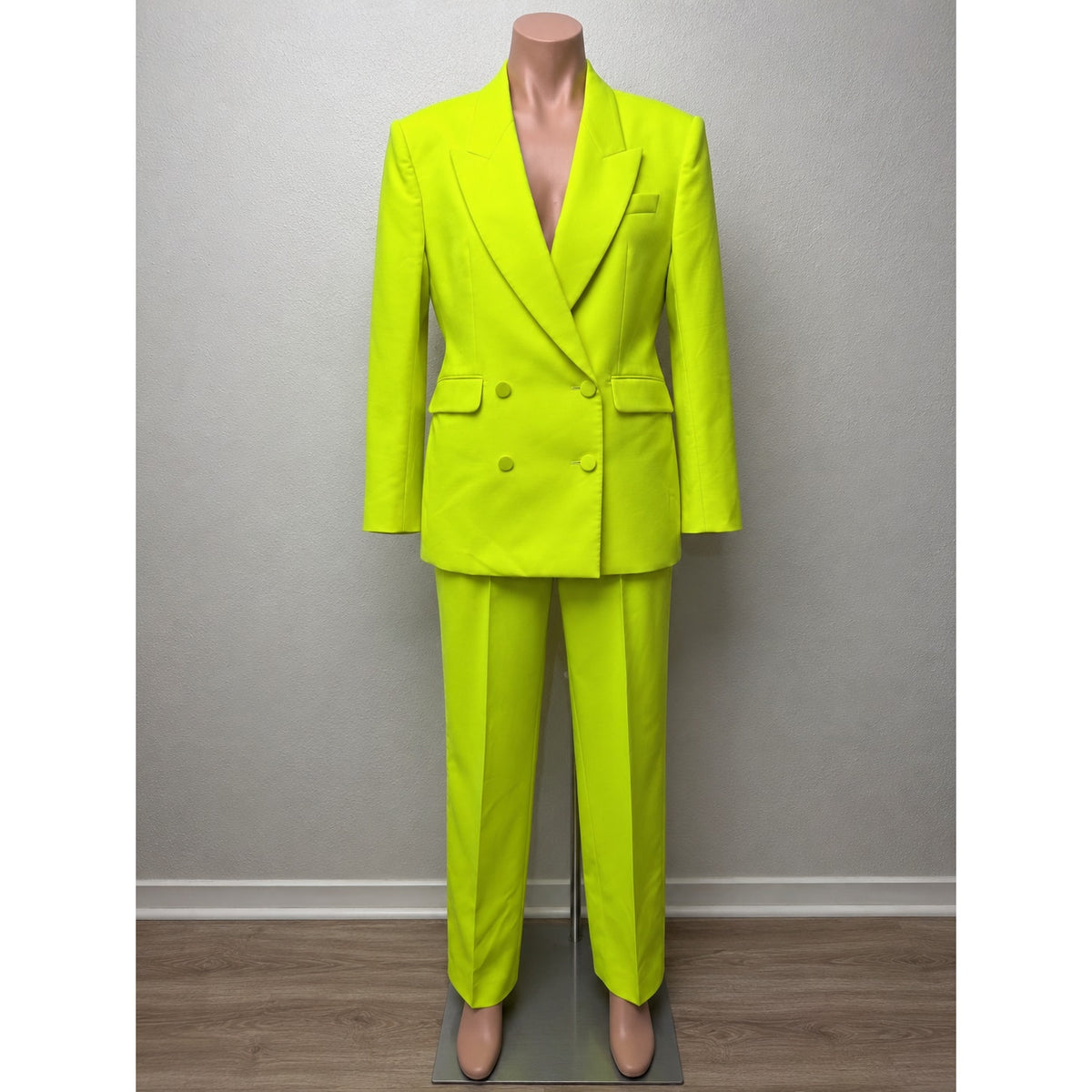 Alexander McQueen Acid Green Neon Suit Blazer & Pants Women's US 14
