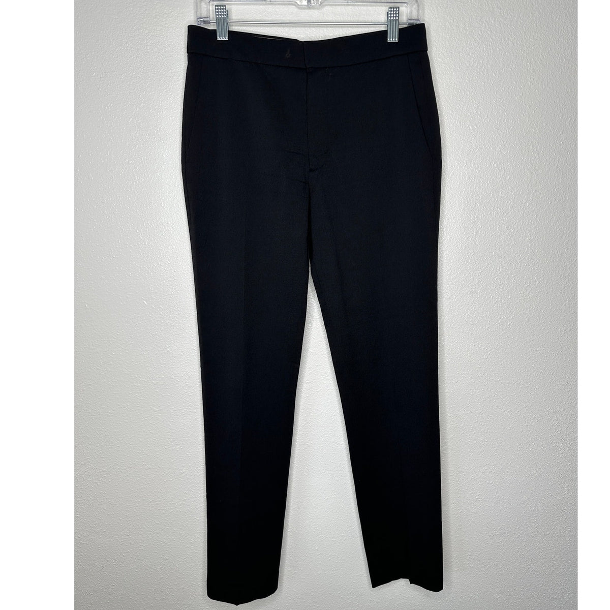 Chloe Black Wool Dress Slacks Slash Pockets Front Zip Trouser Pant 36 / 4
