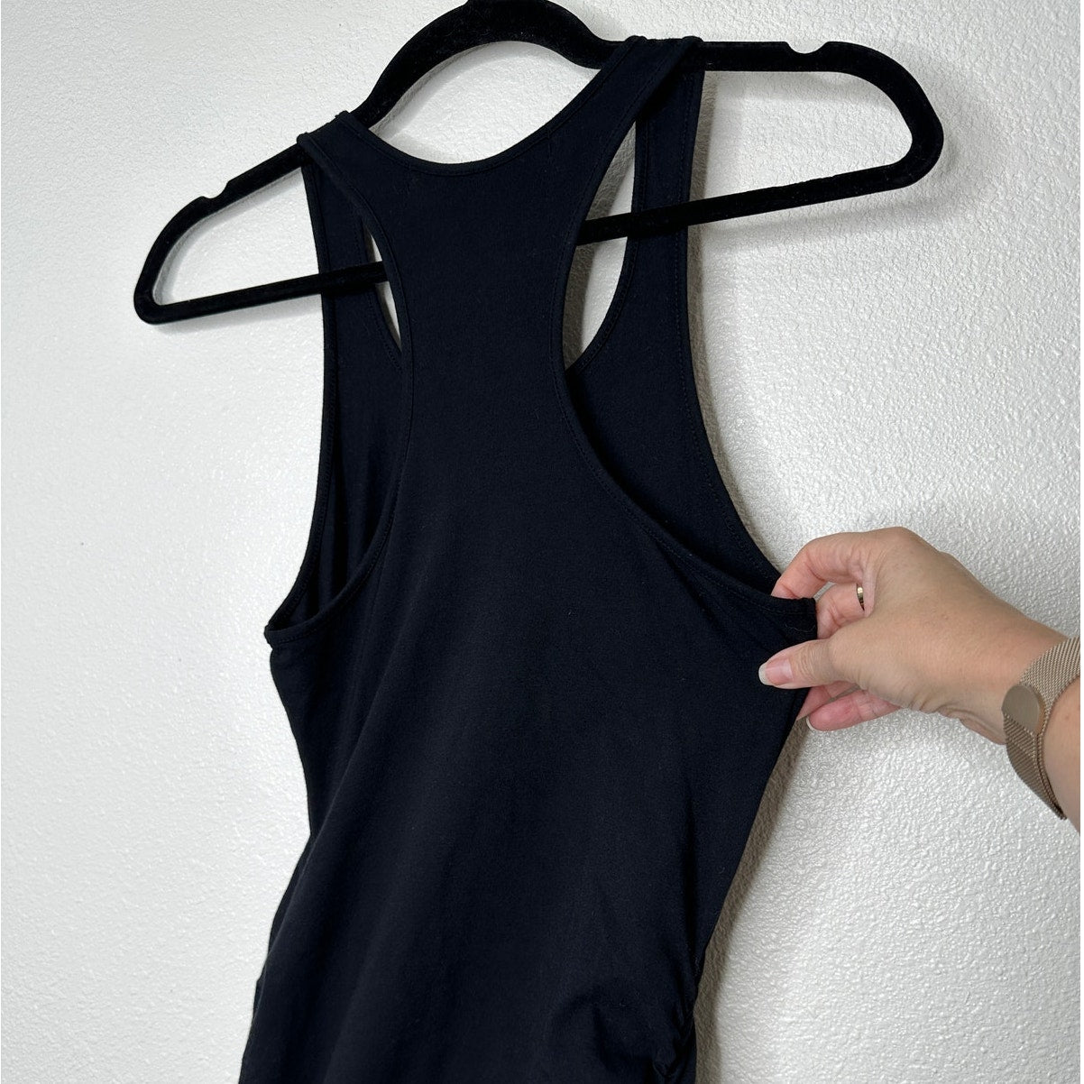 Michael Stars Black Midi Maxi Racerback Ruched Side Tank Dress Small