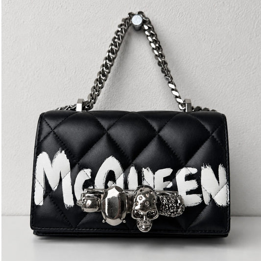Alexander McQueen Mini Jewelled Satchel Graffiti Skull Crossbody Bag