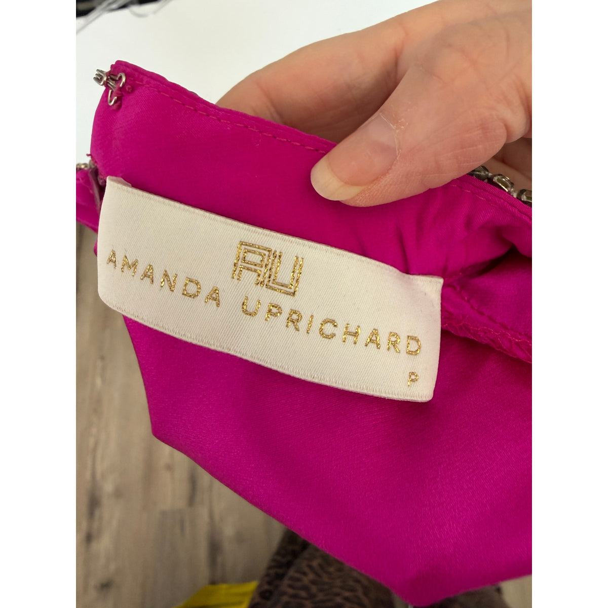Amanda Uprichard Silk Pearl High Neck Blouse US S Pink