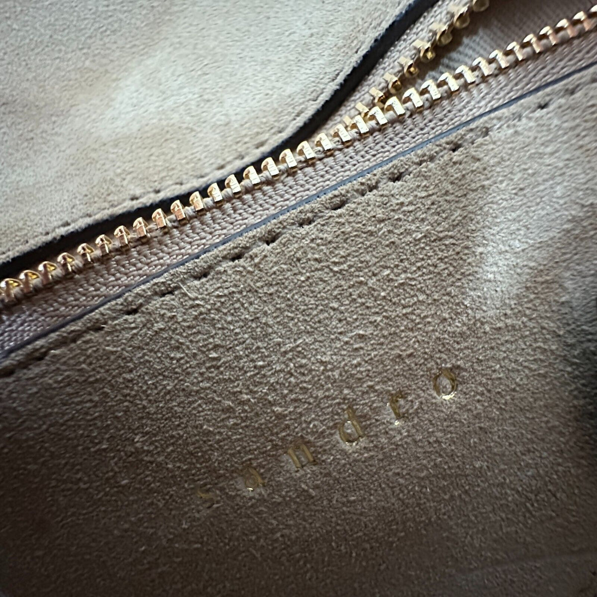 NWOT Sandro Camel Leather Crossbody Bag Lou MM Curcuma Adjustable Strap Purse
