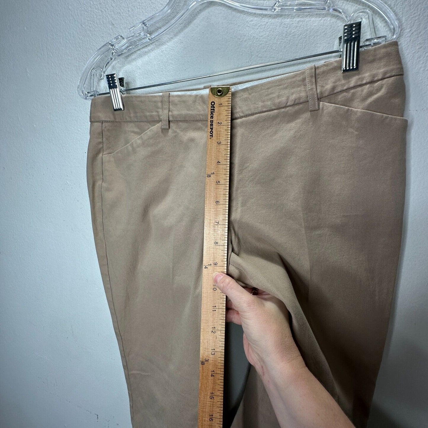 Theory Izelle S Cropped Pants Tan Camel Khaki Ankle Trousers Size 8