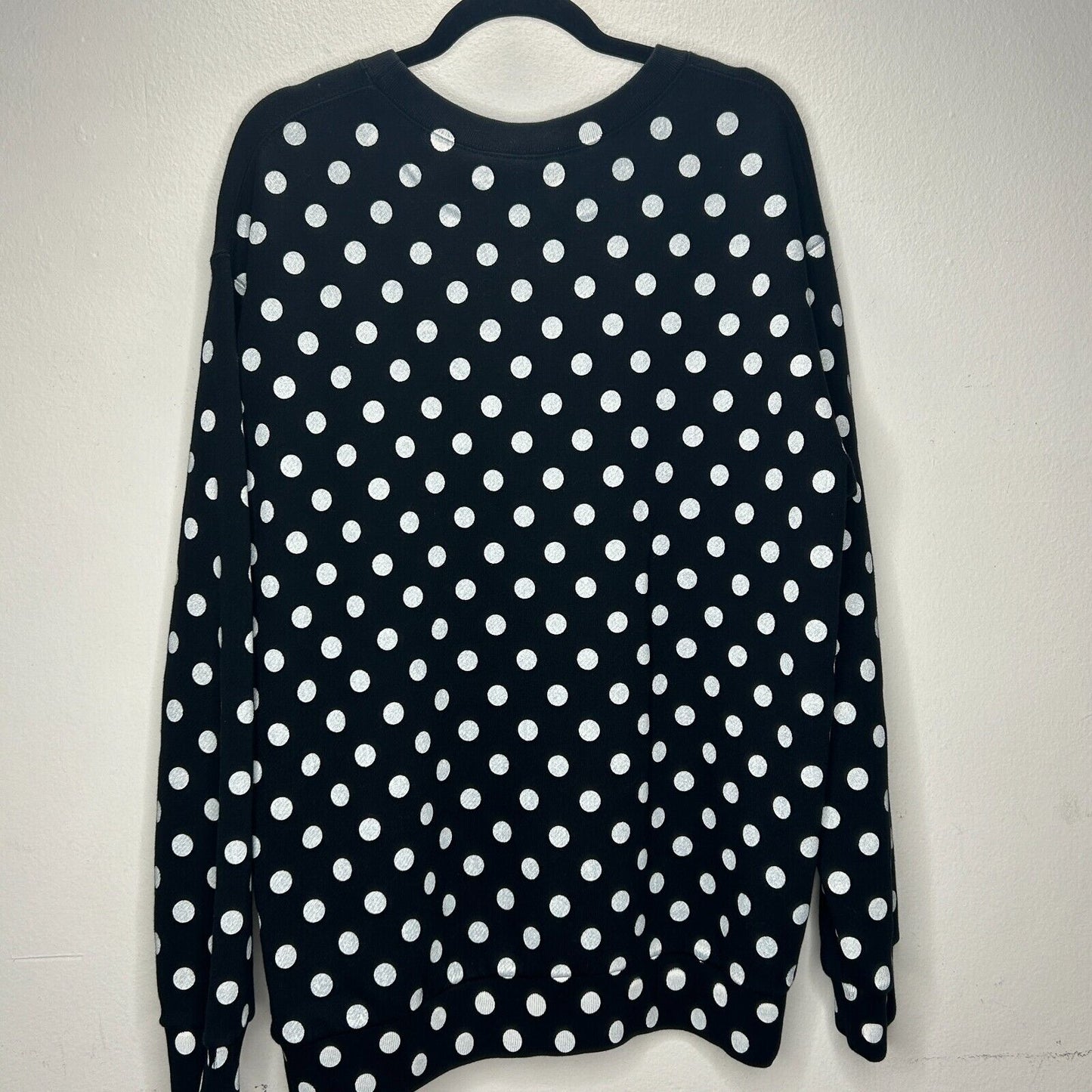 NWT Gucci Black & White Polka Dot Logo Long Sleeve Round Neck Sweatshirt L