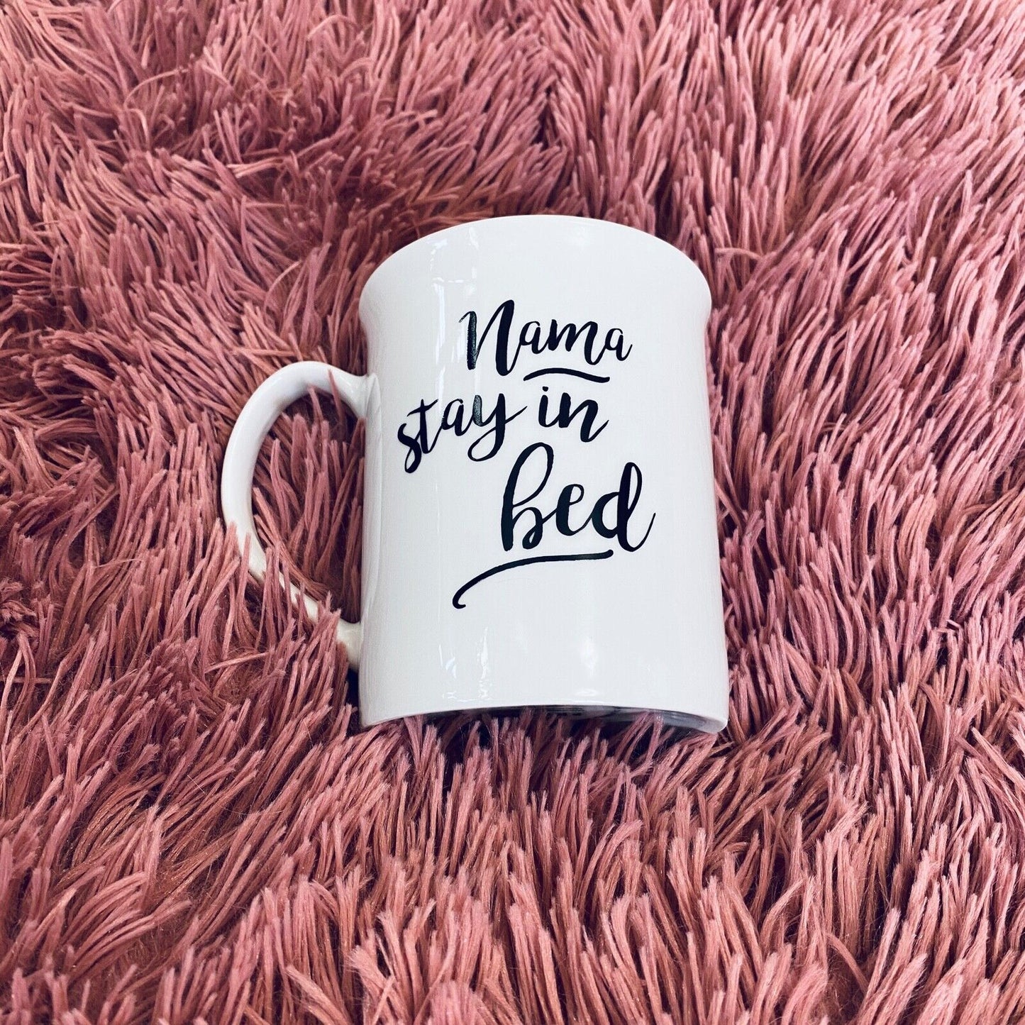 Fringe California Yoga Nama Stay in Bed 16 oz Mug Cup Black and White Yoga Hamsa