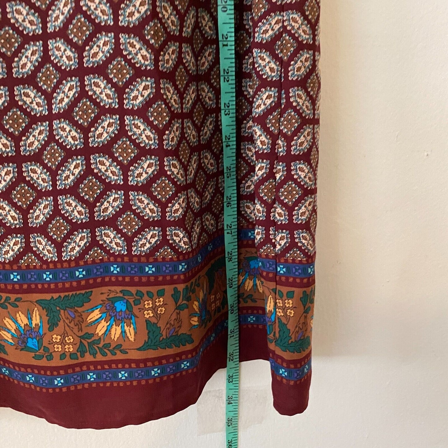 NWT Soprano Wine Paisley Print Multi Floral V-Neck Key Hole Sleeveless Dress XS