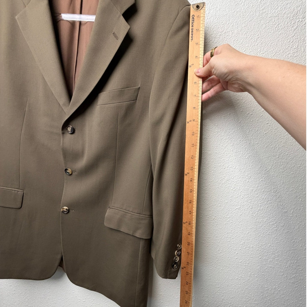 Hugo Boss Men’s Olive Green Super 100 3-Button Blazer Jacket