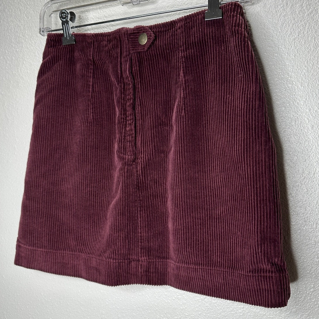 AG Adriano Goldschmied Plum Corduroy Front Pocket Back Zip Mini Skirt 25