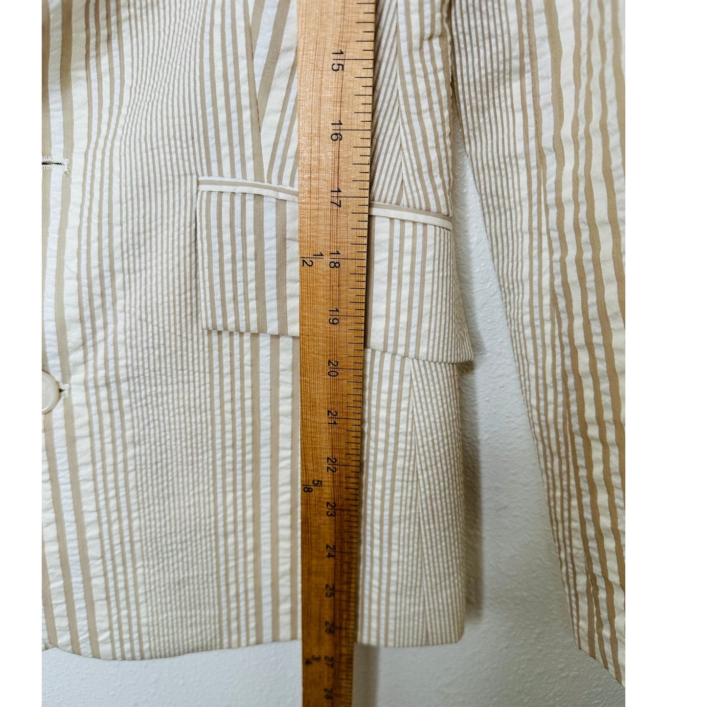 Alvin Valley Tan & Cream Stripe 3-Button Blazer Jacket 34