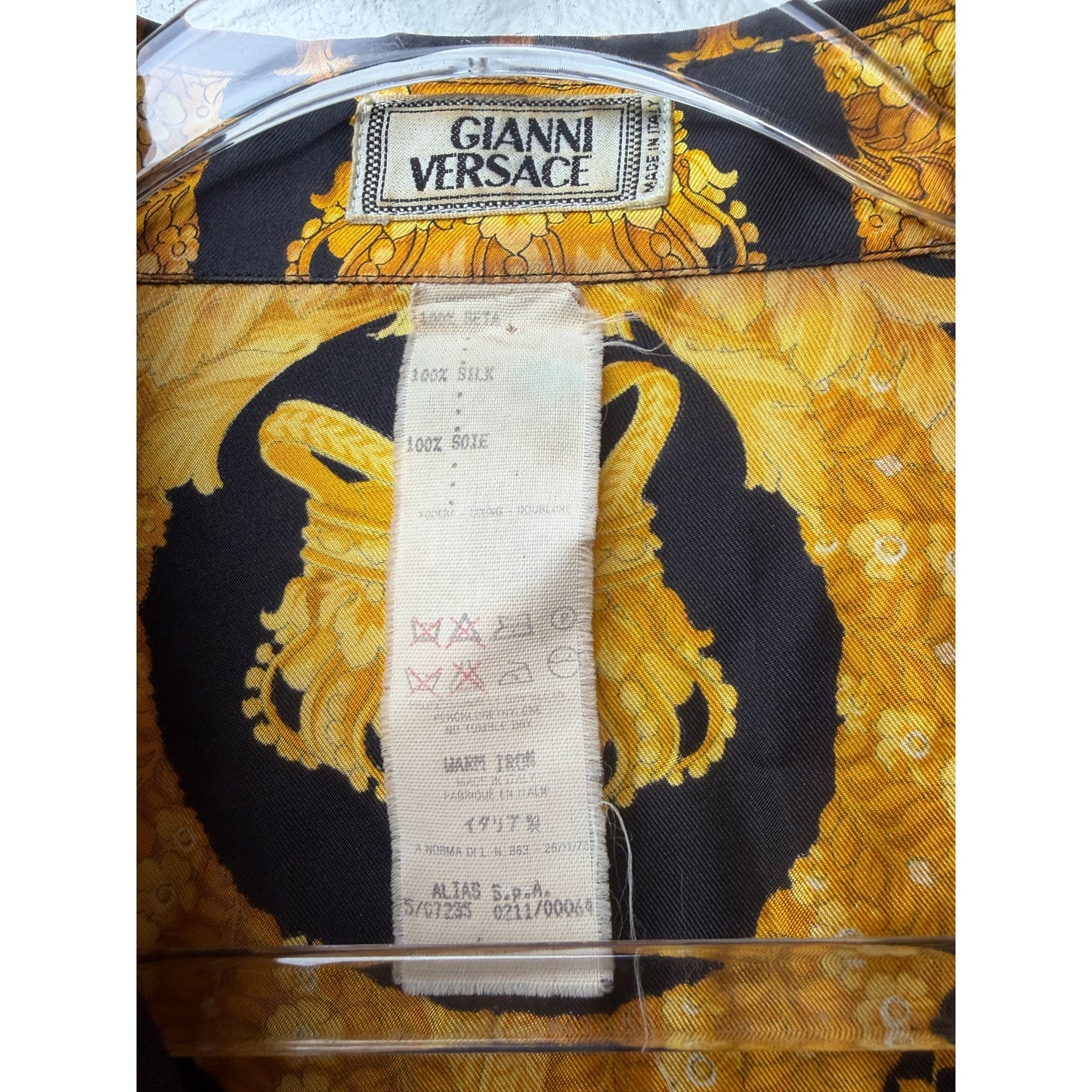 Gianni Versace Men's XL Black Gold Baroque Silk Shirt