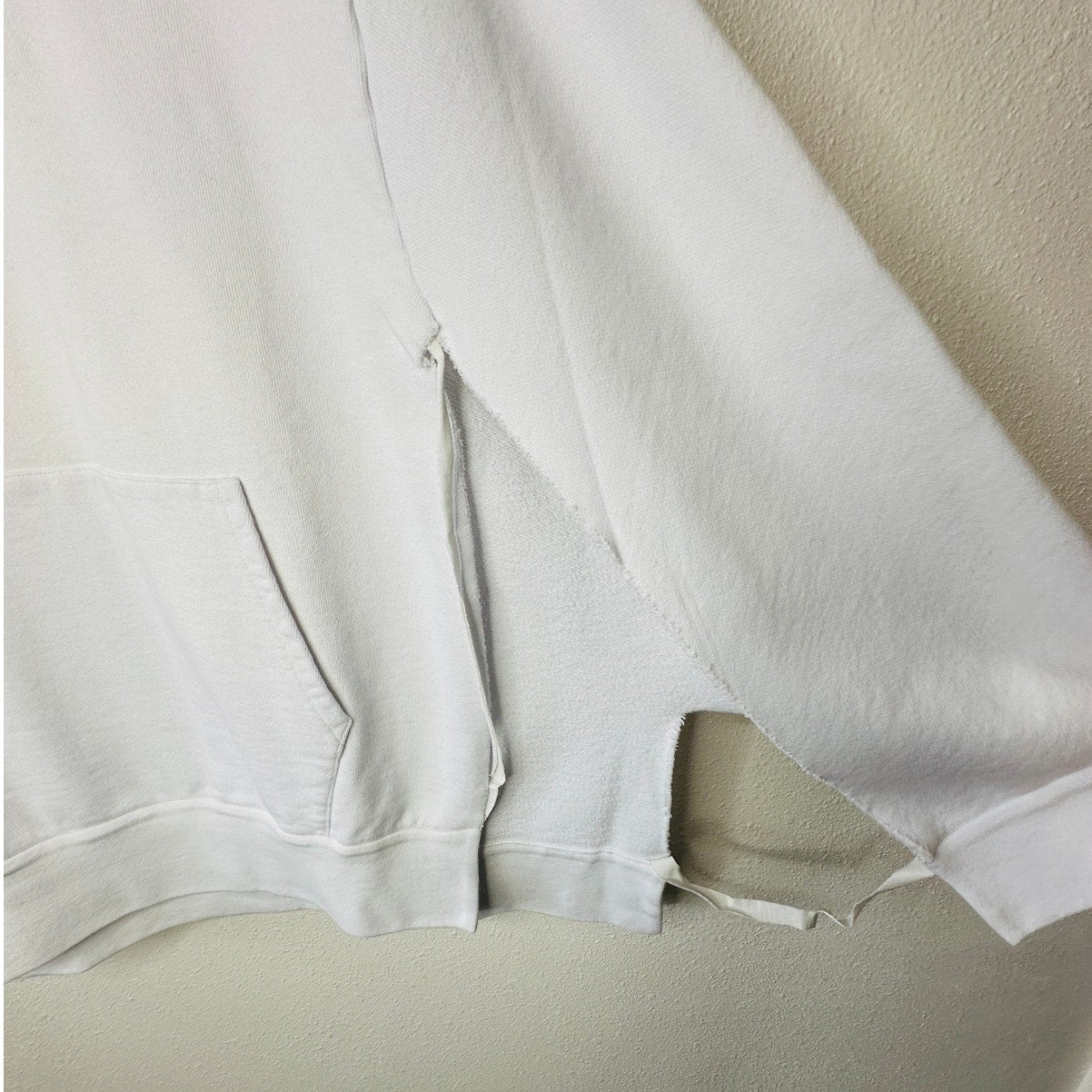 NWT Maison Margiela White Open Sleeve Raw Hem Cotton Hoodie M