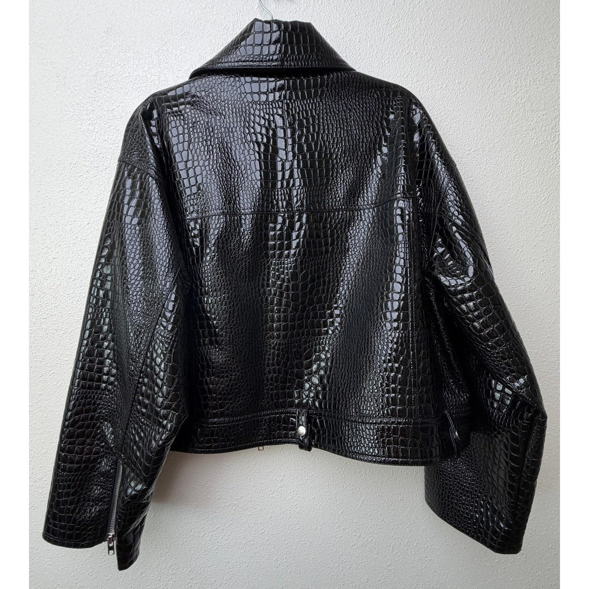 Stand Studio Imani Womens US 8 Black Croc Moto Jacket