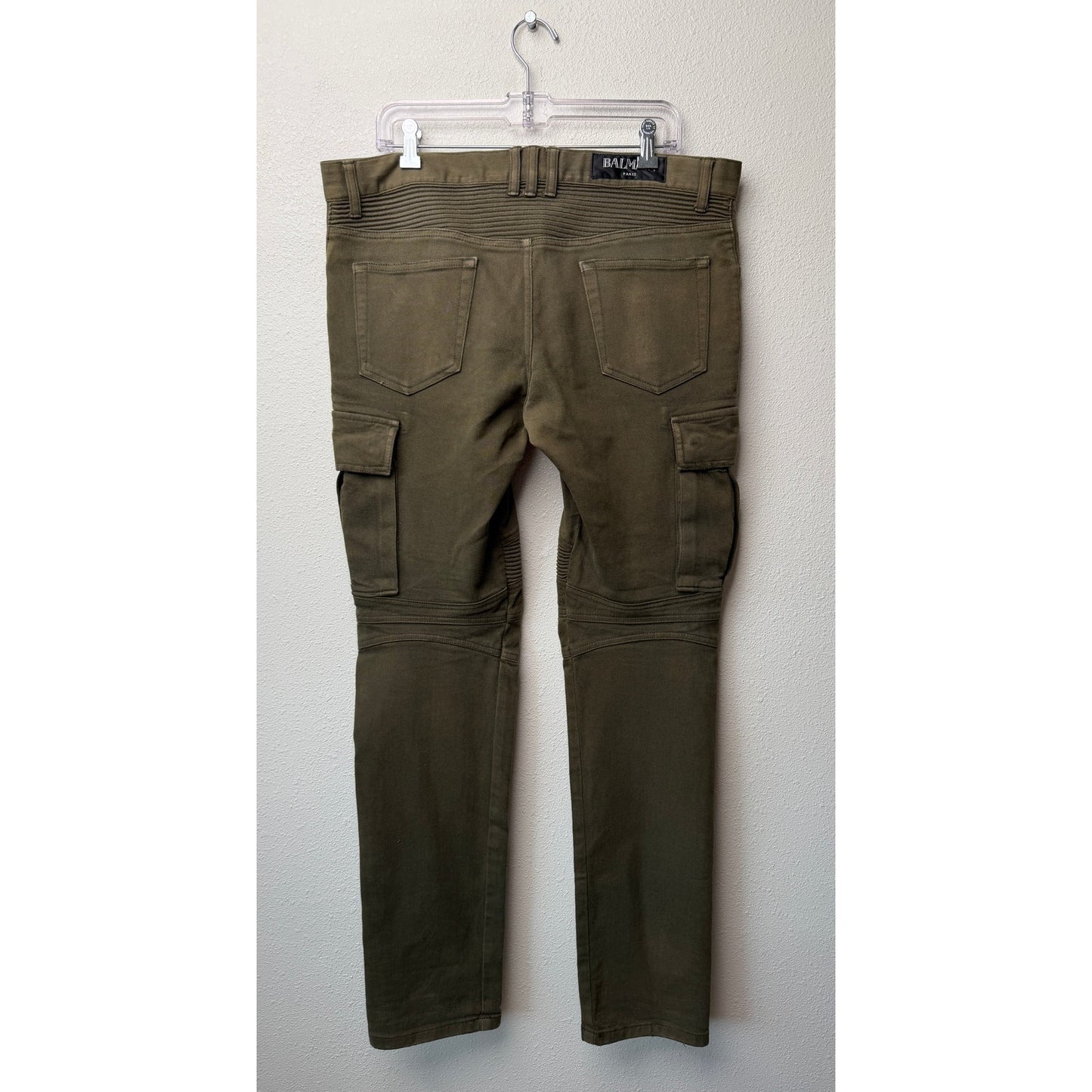 Balmain Olive Biker Cargo Pants Men's 34