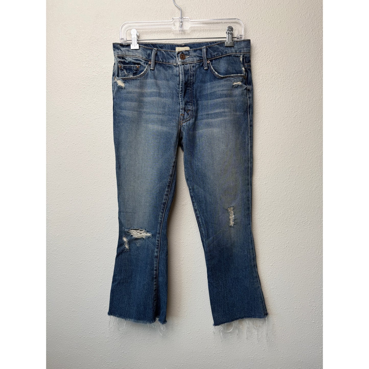 Mother Nomad Crop Fray Jeans Blue Womens 26