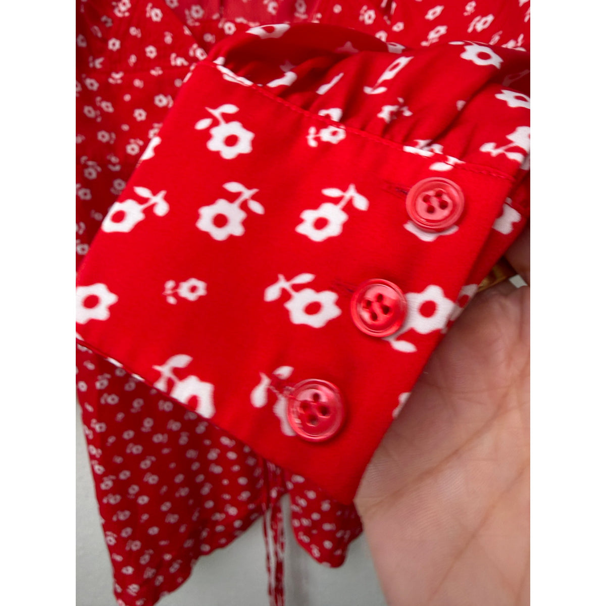 ALEXACHUNG Red Floral Wrap Mini Dress Women US 2