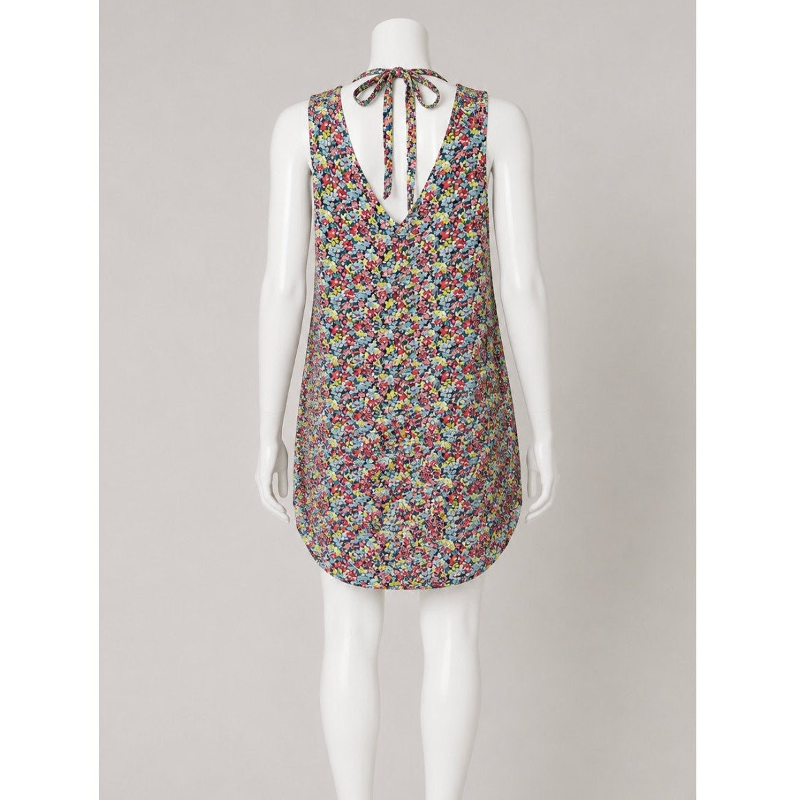 Gap Cute Pink Multi-Color Floral Sleeveless V-Neck Shift Dress Tie Back XS