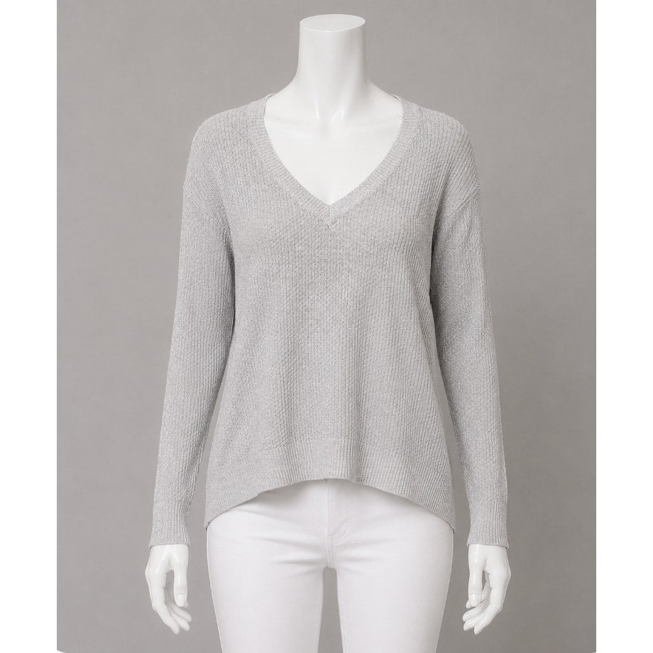 Cotton On Gray V-Neck Light Weight Knit Long Line Banded Sweater Jumper Large