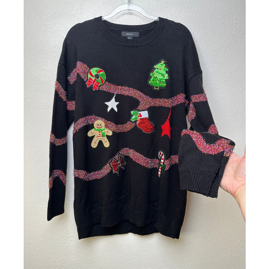 Forever 21 Plus 2X Black Sequin Ugly Christmas Sweater Dress