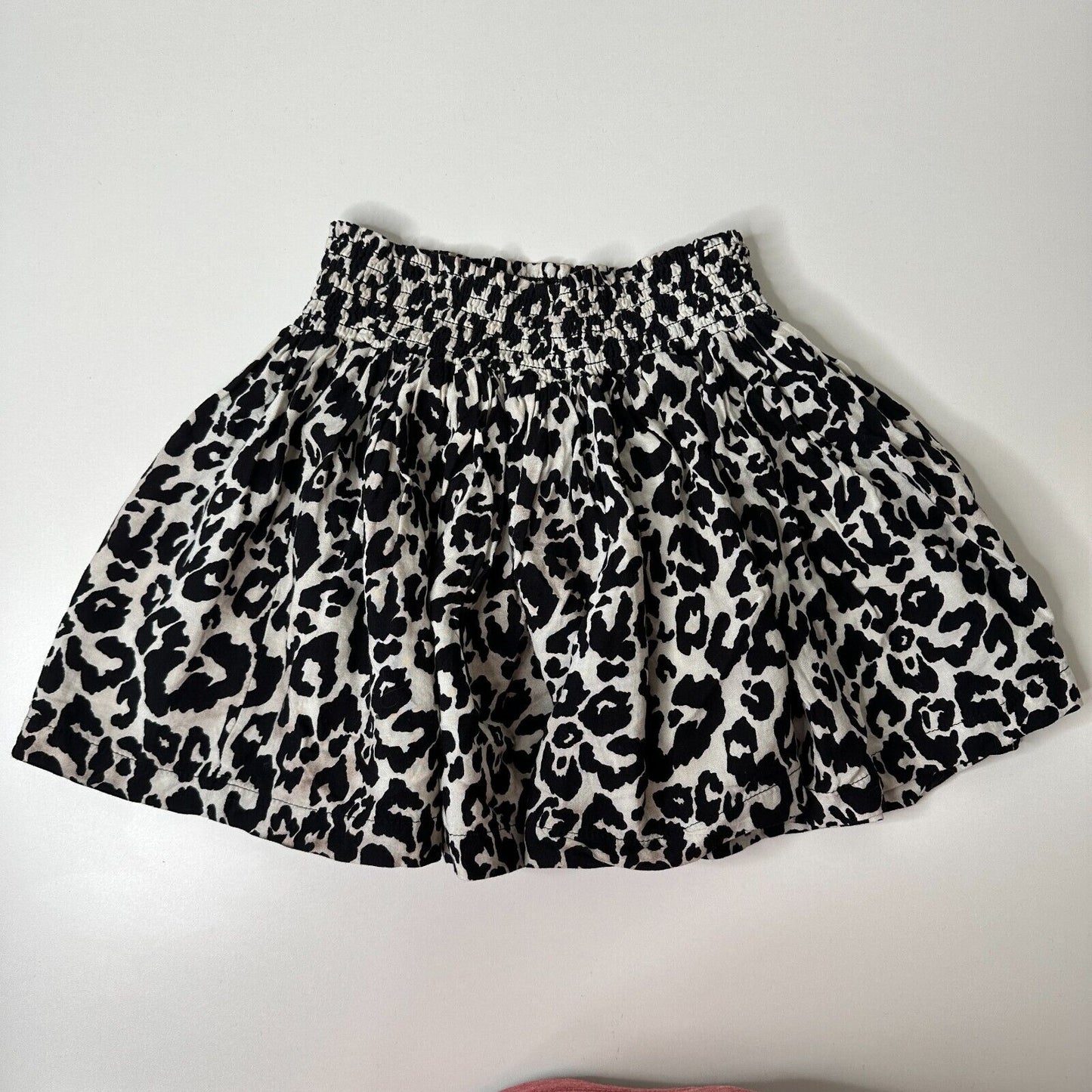 H&M Divided Leopard Print Cream and Black Ruffled Saucy Mini Skirt Smock Waist 4