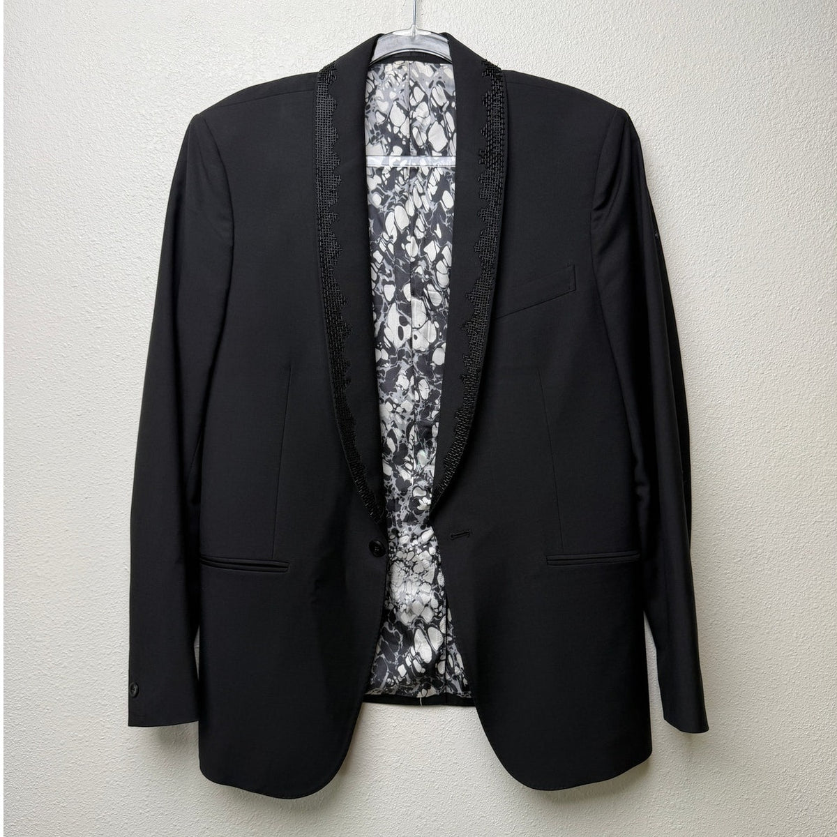 Alexander McQueen Black Embellished Wool Mohair Tuxedo Suit Men's US 40