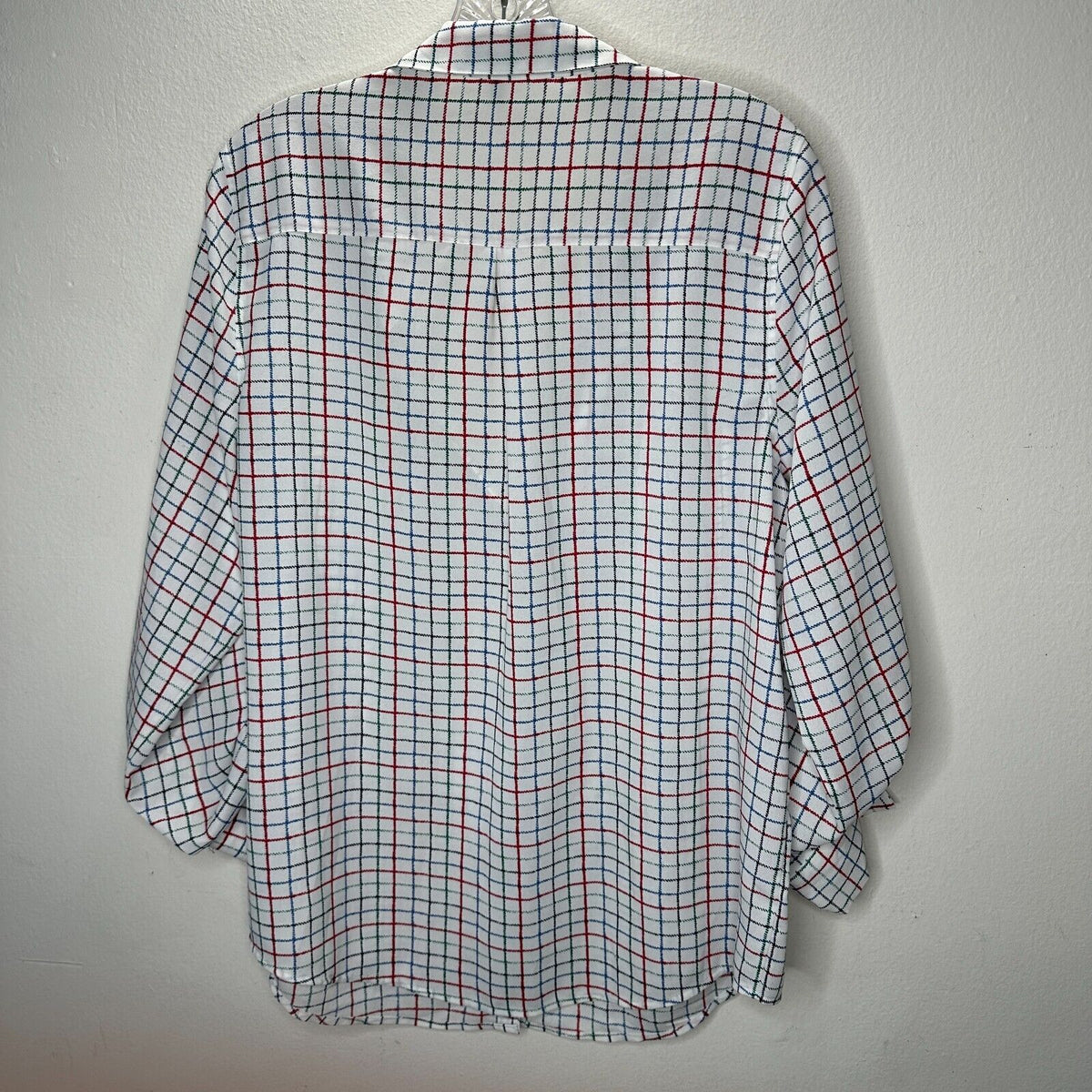 Joie White Red Blue Black & Green Plaid Front Button Pockets Long Sleeve Shirt L