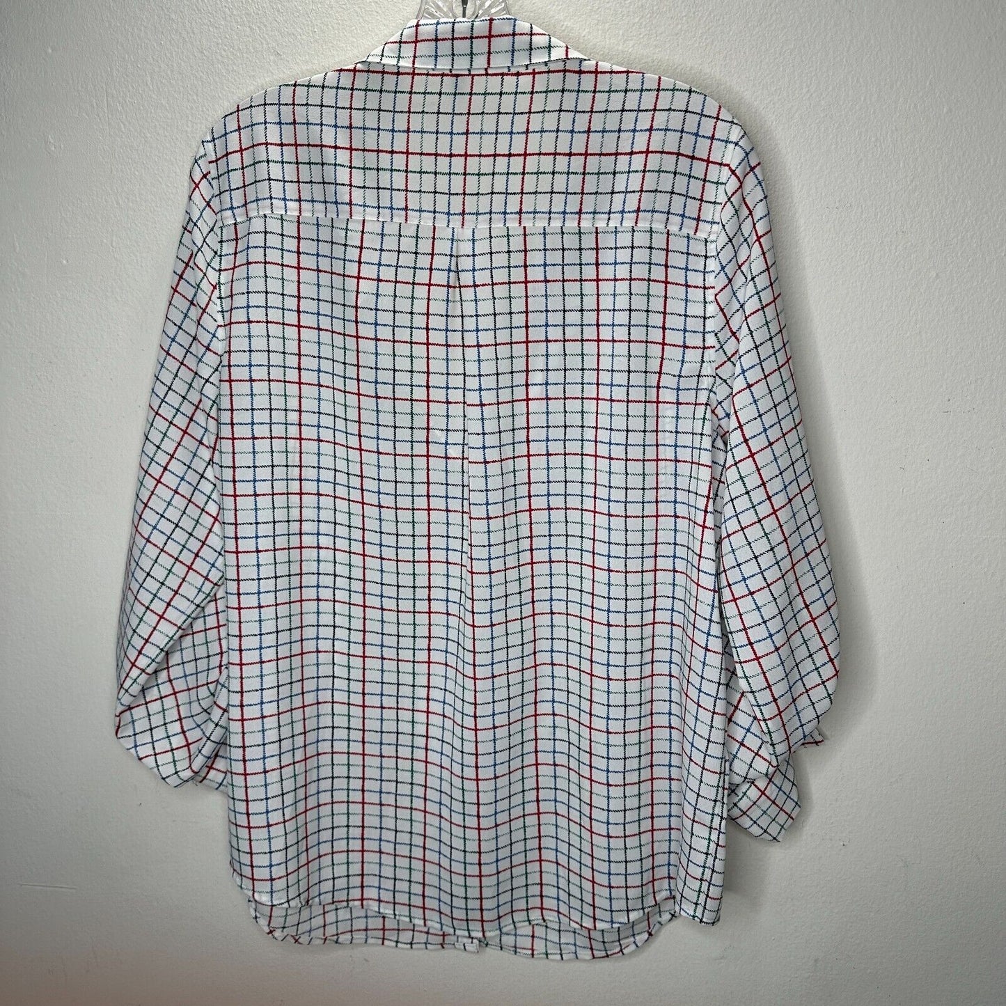 Joie White Red Blue Black & Green Plaid Front Button Pockets Long Sleeve Shirt L