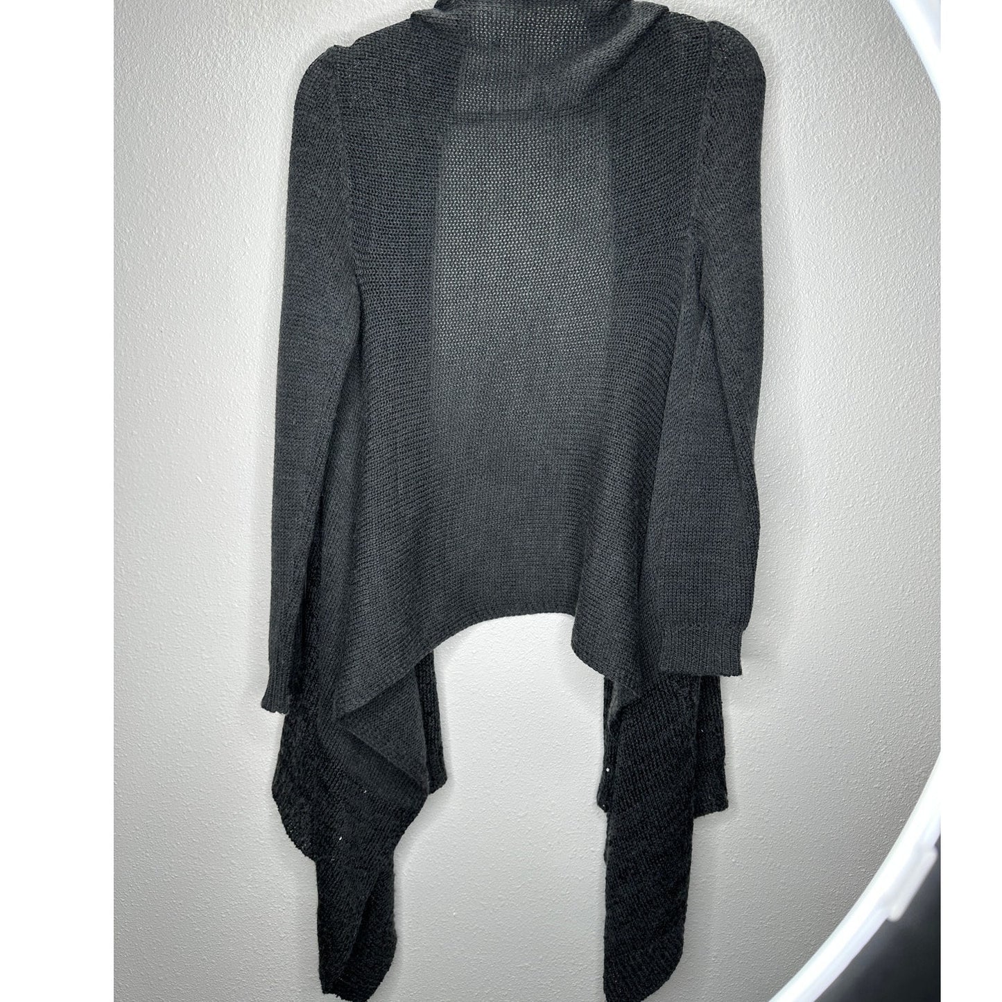 9/15 Saks 5th Ave Dark Gray Waterfall Front Cardigan with Sequins Large