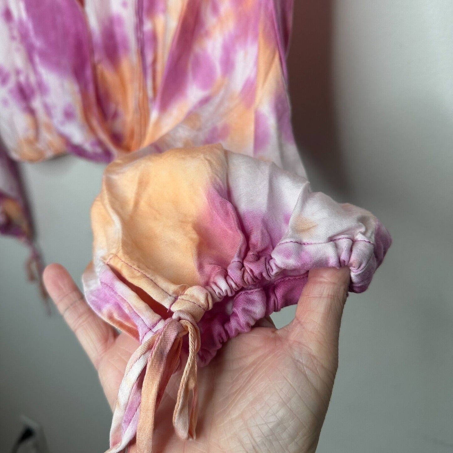 Revolve Tularosa Dolce Deep-V Pastel Tie Dye Pintuck Top Cuff Ties Medium