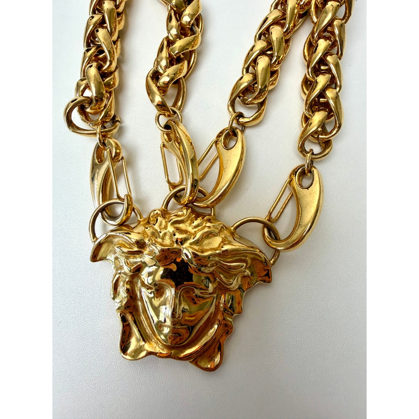 Versace Medusa Gold Double Chain Statement Necklace