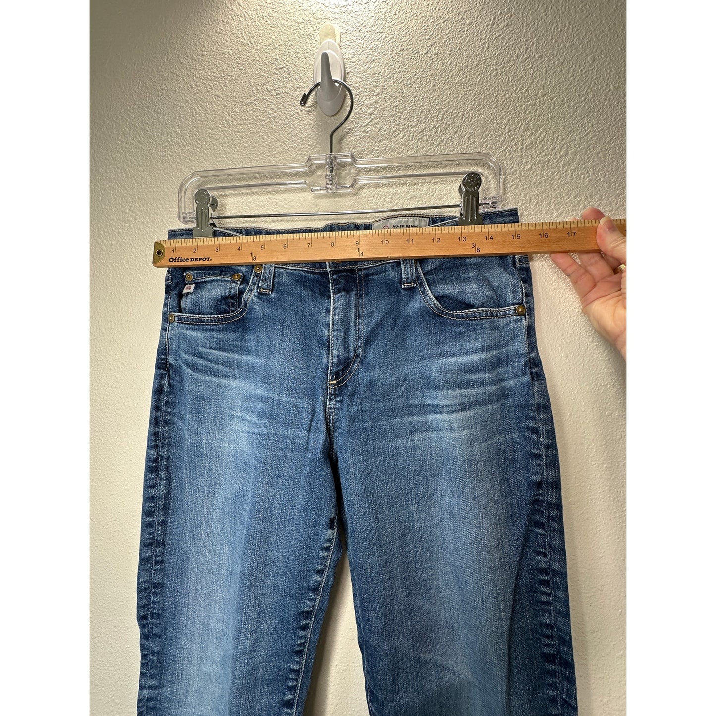 AG Dark Wash Whiskered Prima Cigarette Leg Jeans 30