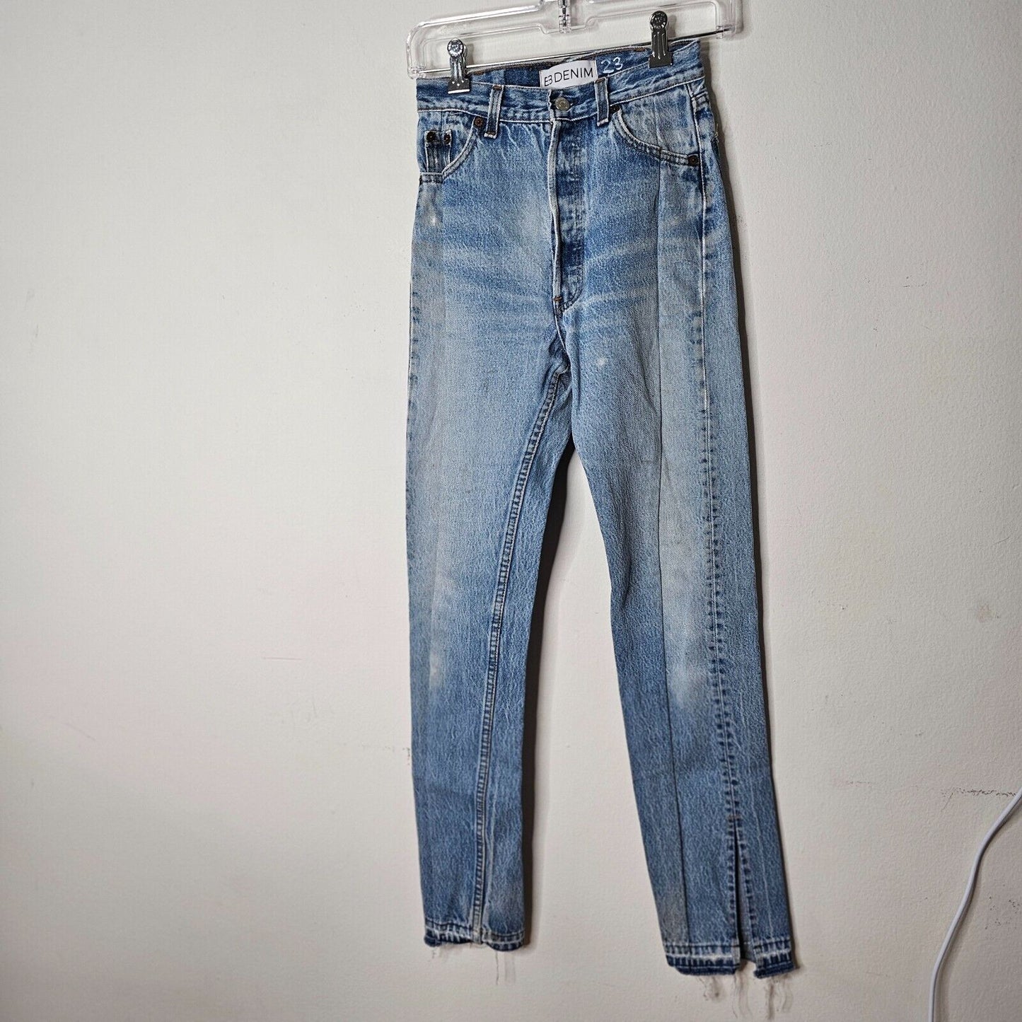 EB Denim Levi's 501 Unraveled Pocket & Hem Highrise Split Hem Button Fly Jean 23