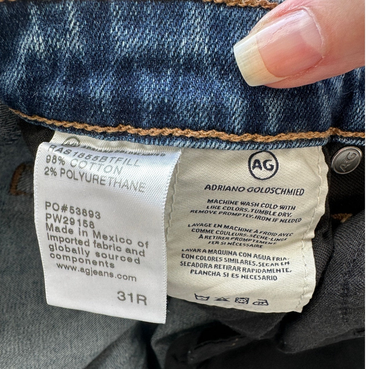 AG Medium Wash Whiskered Prima Ankle Cigarette Ankle Jeans 31