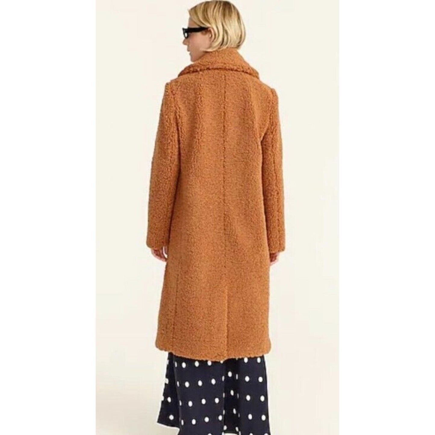 J. Crew Double Breasted Camel Adobe Clay Collared Teddy Sherpa Long Topcoat S