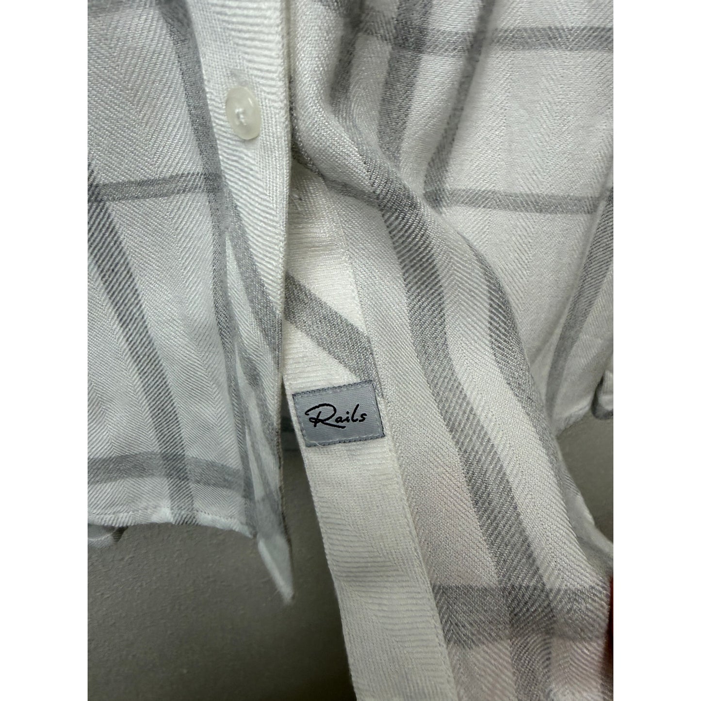 Rails Hunter Shirt White Fog Gray Plaid Button Front US S