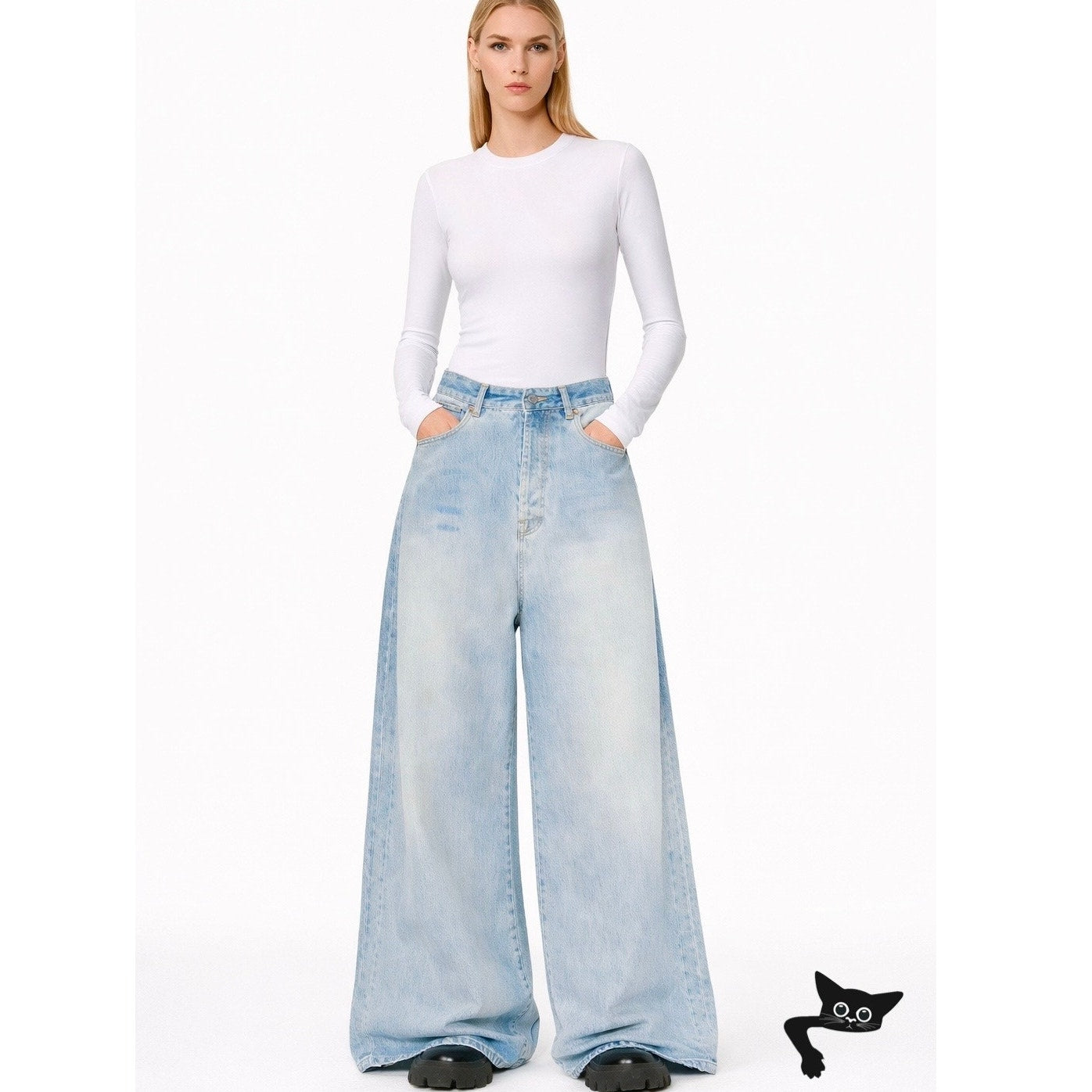 Vetements Unisex Jeans L High Waist Extra Wide Leg