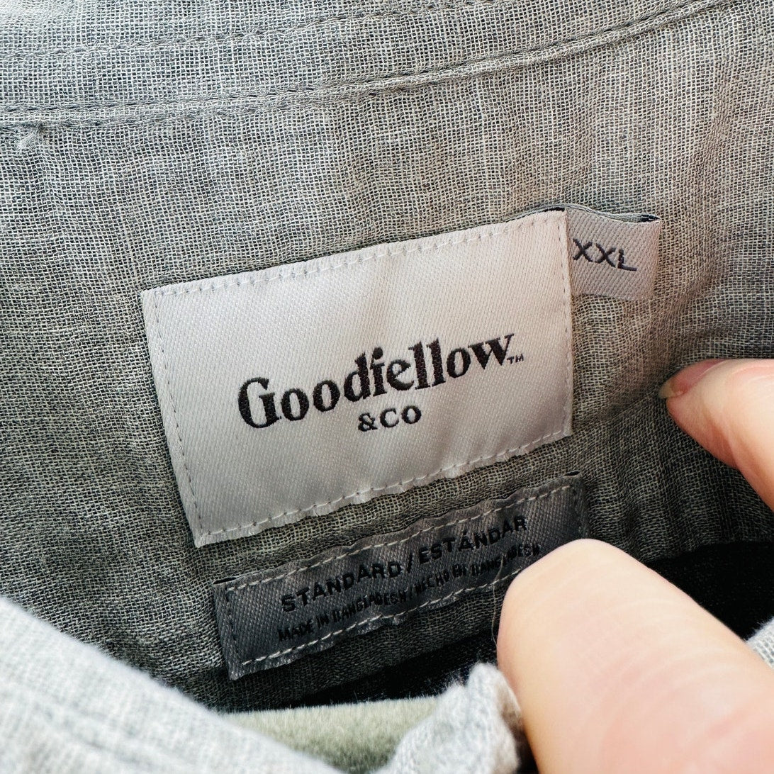 Goodfellow Light Gray Linen Long Sleeve Button Collared Shirt 2XL