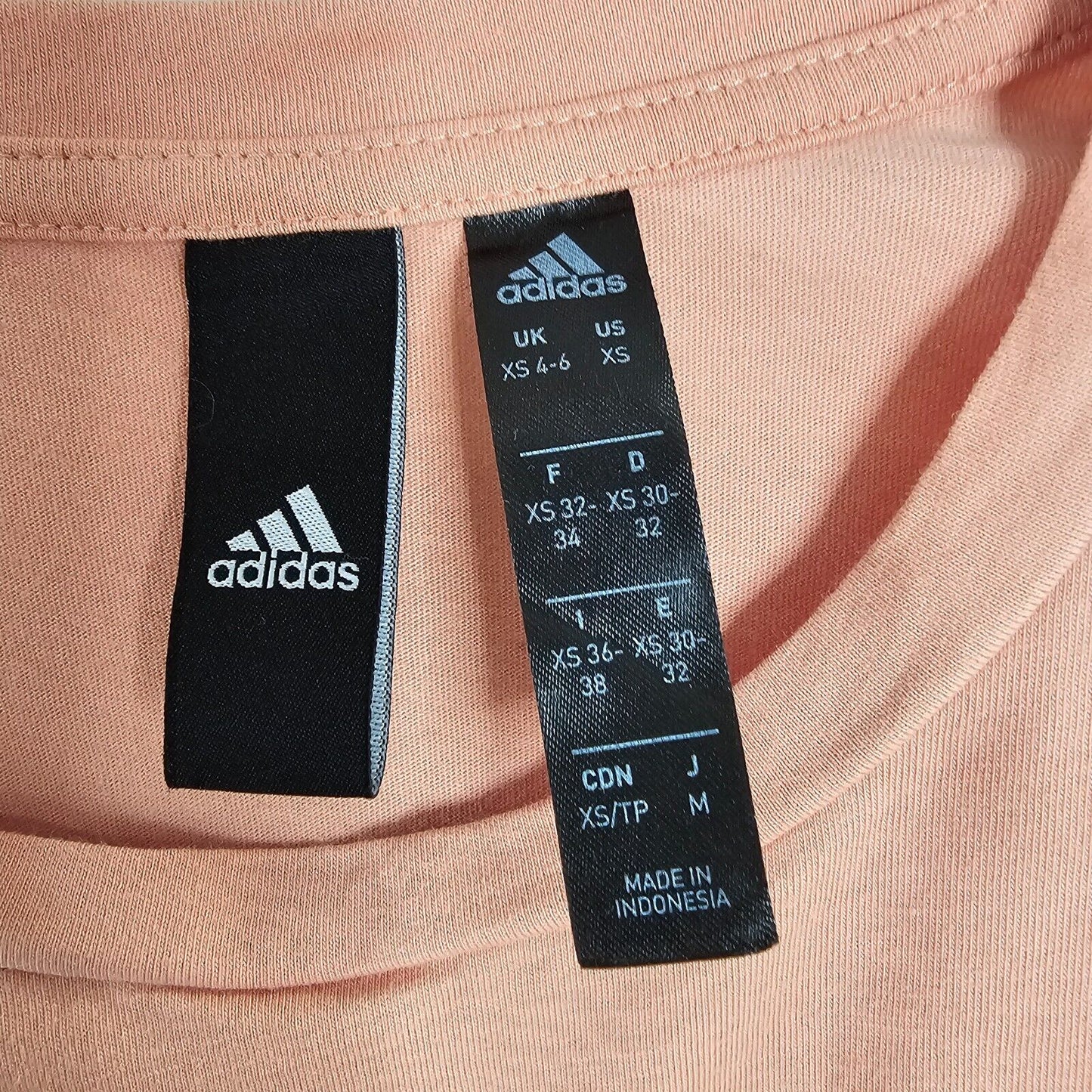 Adidas Peach Three-Stripe Life Boyfriend Short Sleeve Crew Neck Cropped Tee XS