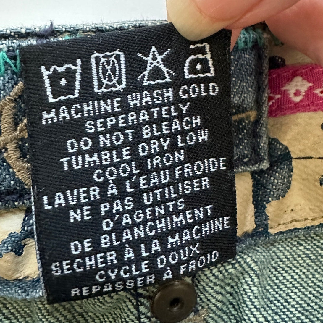 Billlabong Y2K Medium Wash Low Rise Tan Stitching Jean Skirt 7