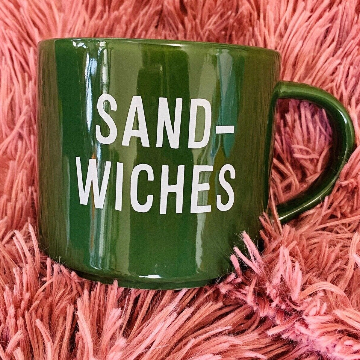 Room Essentials Clever Hunter Green Sandwiches Graphic 16oz Coffee Tea Mug