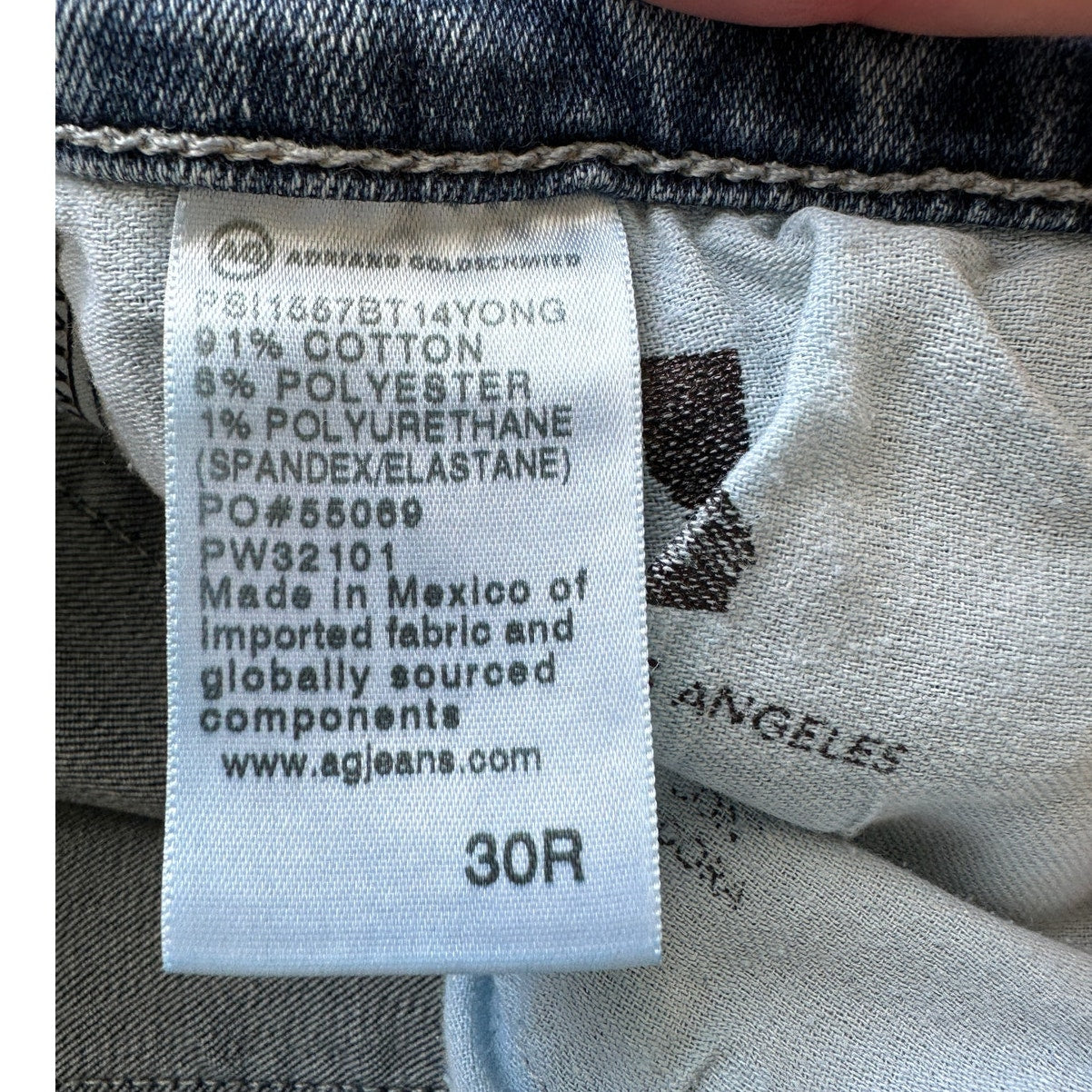 AG Medium Wash Whiskered Prima Crop Cigarette Leg Jeans 30