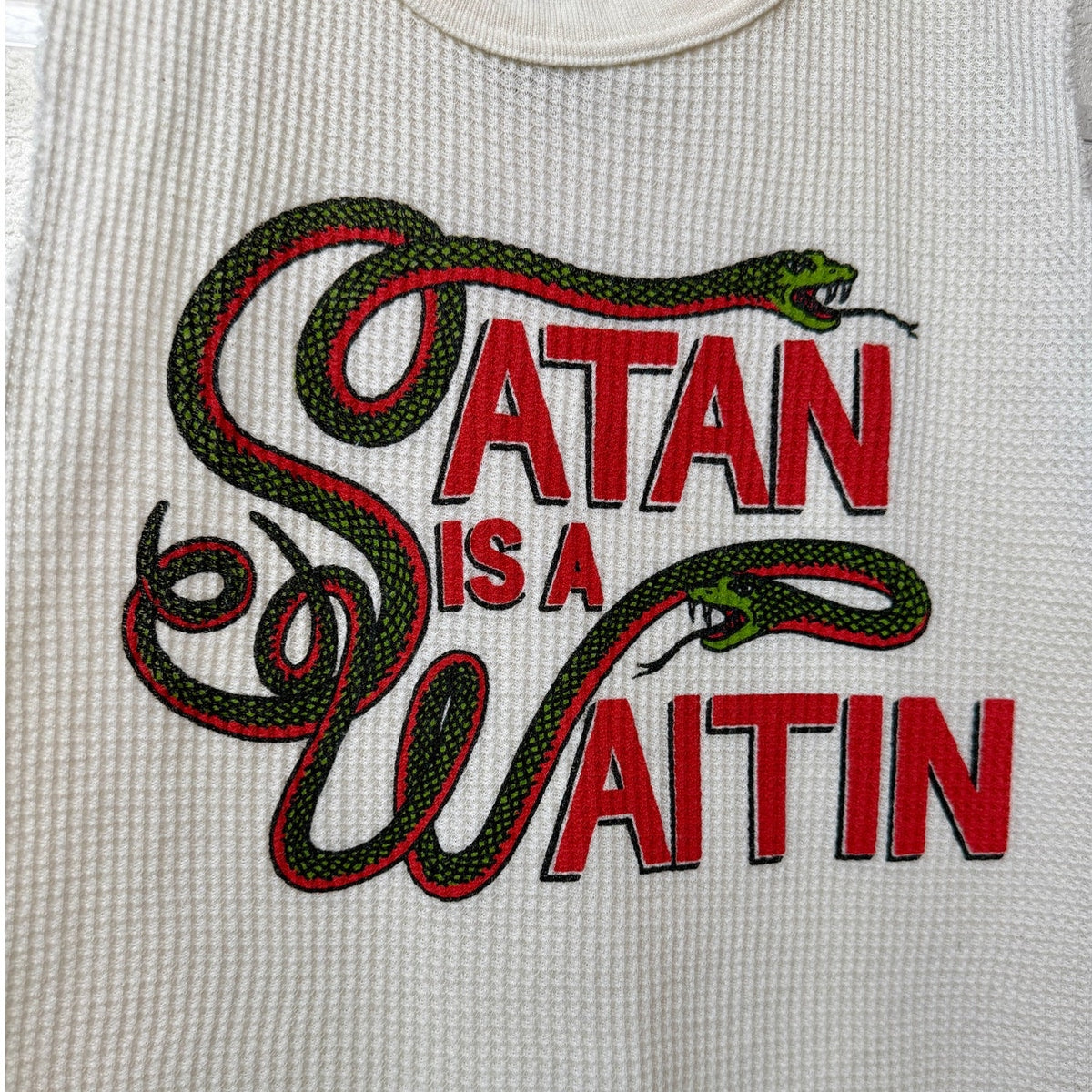 Indera Satan Is A Waitin Snake Graphic Thermal Crop Tank Top Large