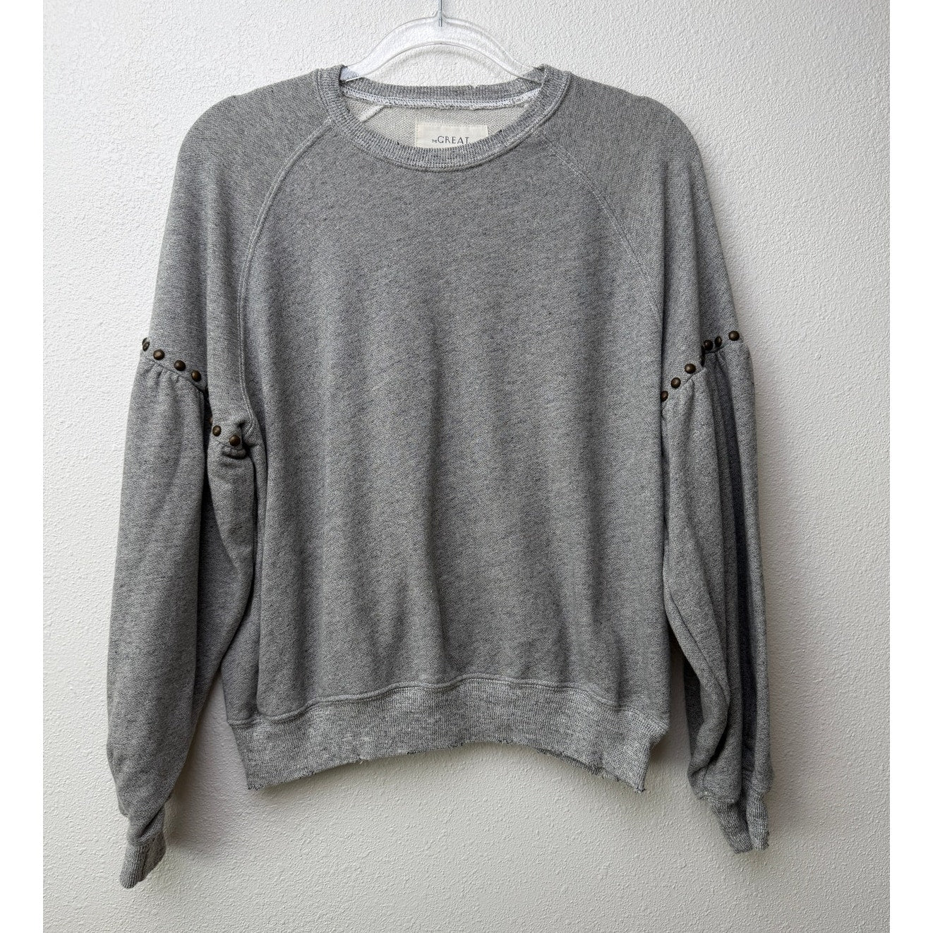 The Great Studded Balloon Sleeve Gray Sweater Size 1 Small