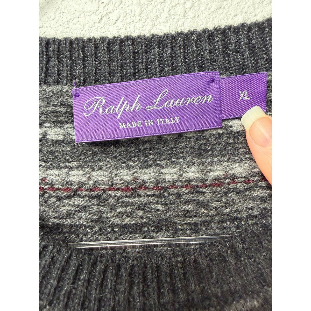Ralph Lauren Purple Label Gray Cashmere Sweater Men XL