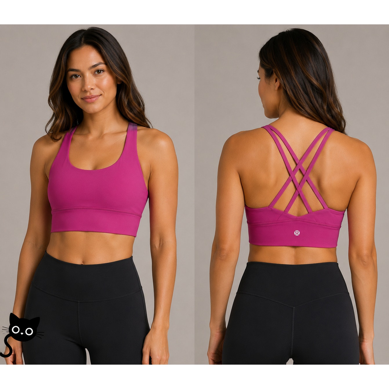 Lululemon Fuchsia Round Neck Criss Cross Strap Sports Bra