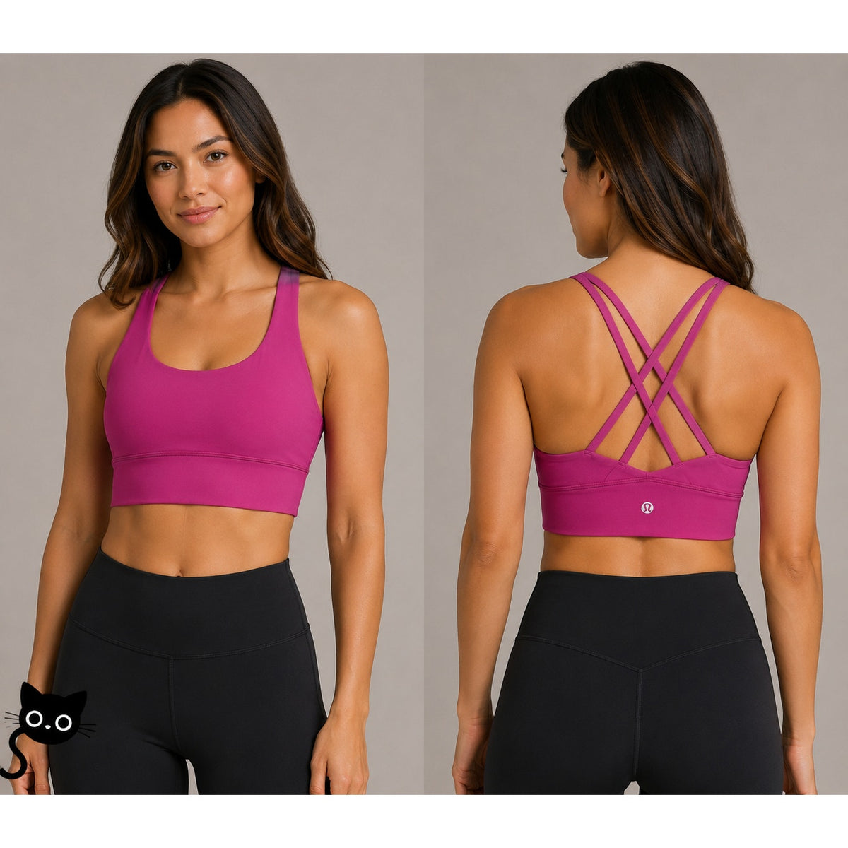 Lululemon Fuchsia Round Neck Criss Cross Strap Sports Bra