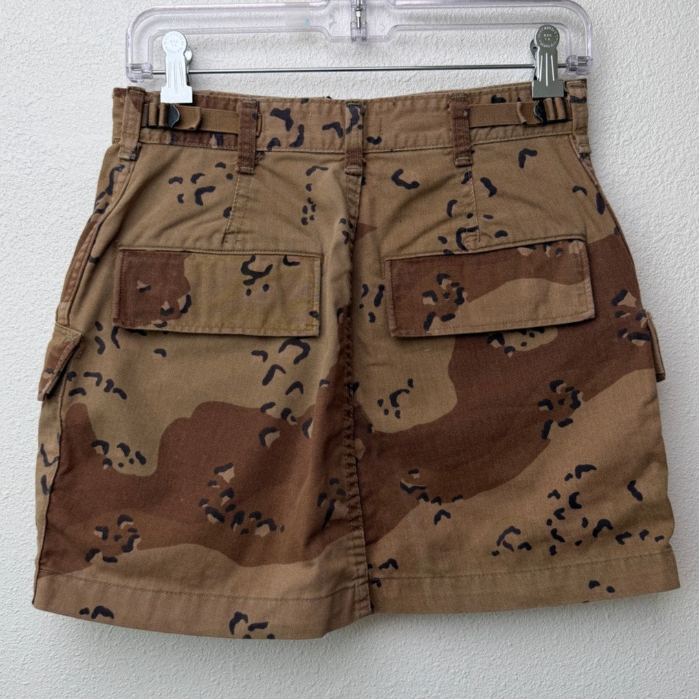 RE/DONE Womens Desert Camo Zip Utility Mini Skirt XS