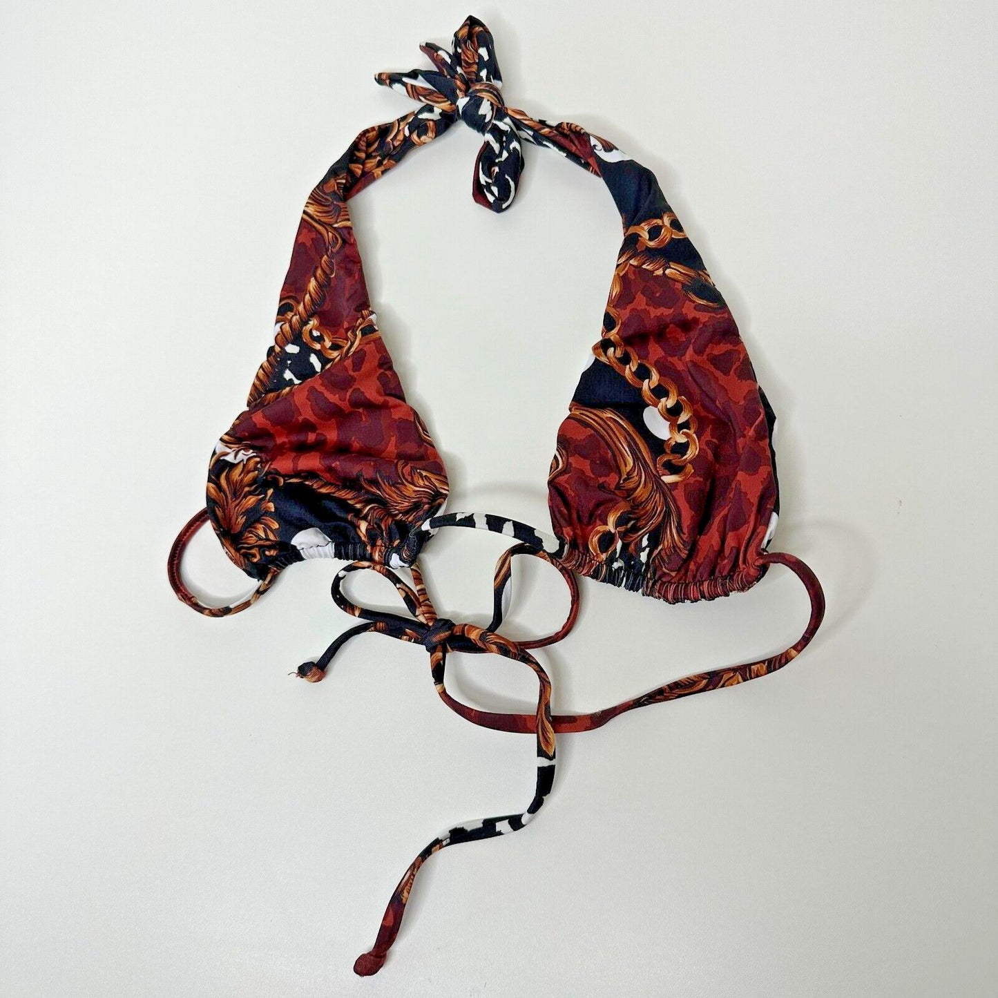 Inamorata Las Olas Burgundy Leopard Link Design Neptune Triangle Halter Top Med