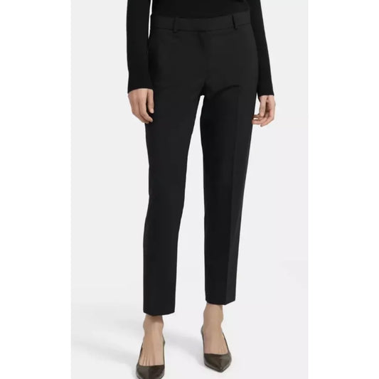Theory Black Testra 2B Straight Leg Wool Blend Trouser Pants 8