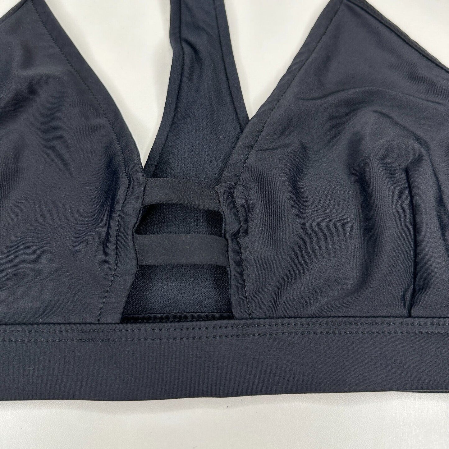 Chromat Black T-Racerback Stretch Halter Sports Bra Bikini Top Large