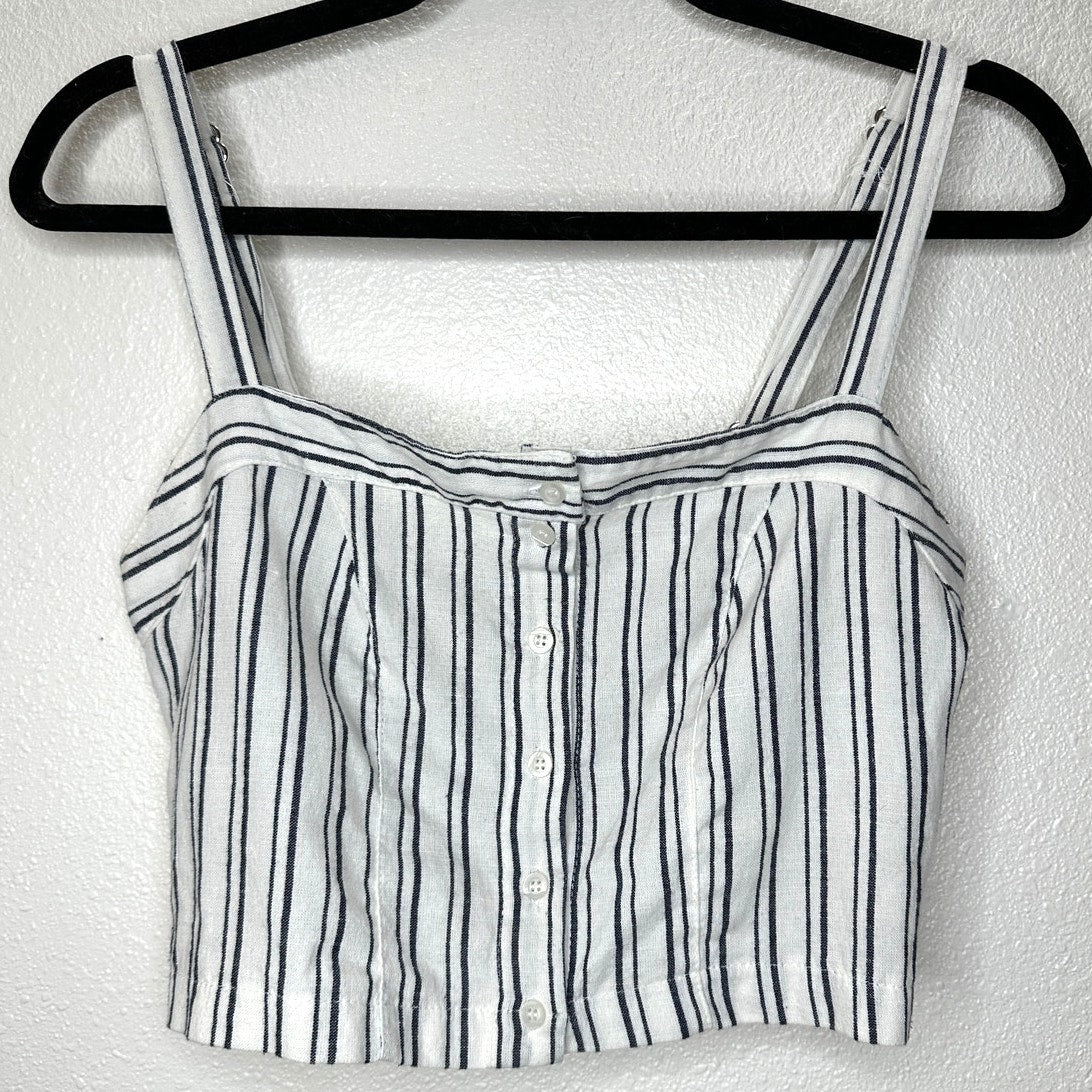 Brandy Melville Astrid White & Black Stripe Button Down Crop Top